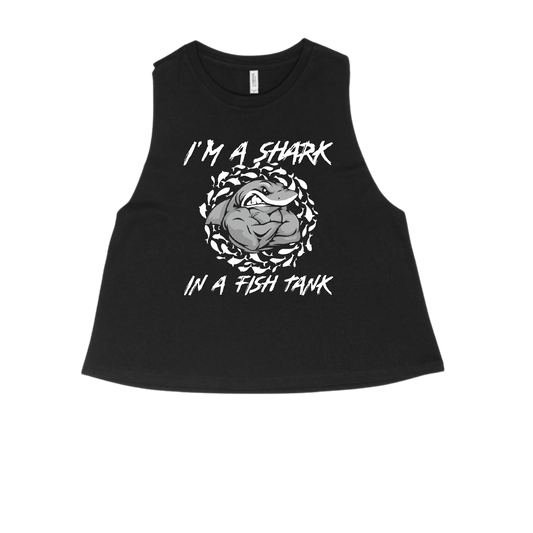 Sharky “I’m a Shark in a Fish Tank” Women’s Cropped Racerback Tank